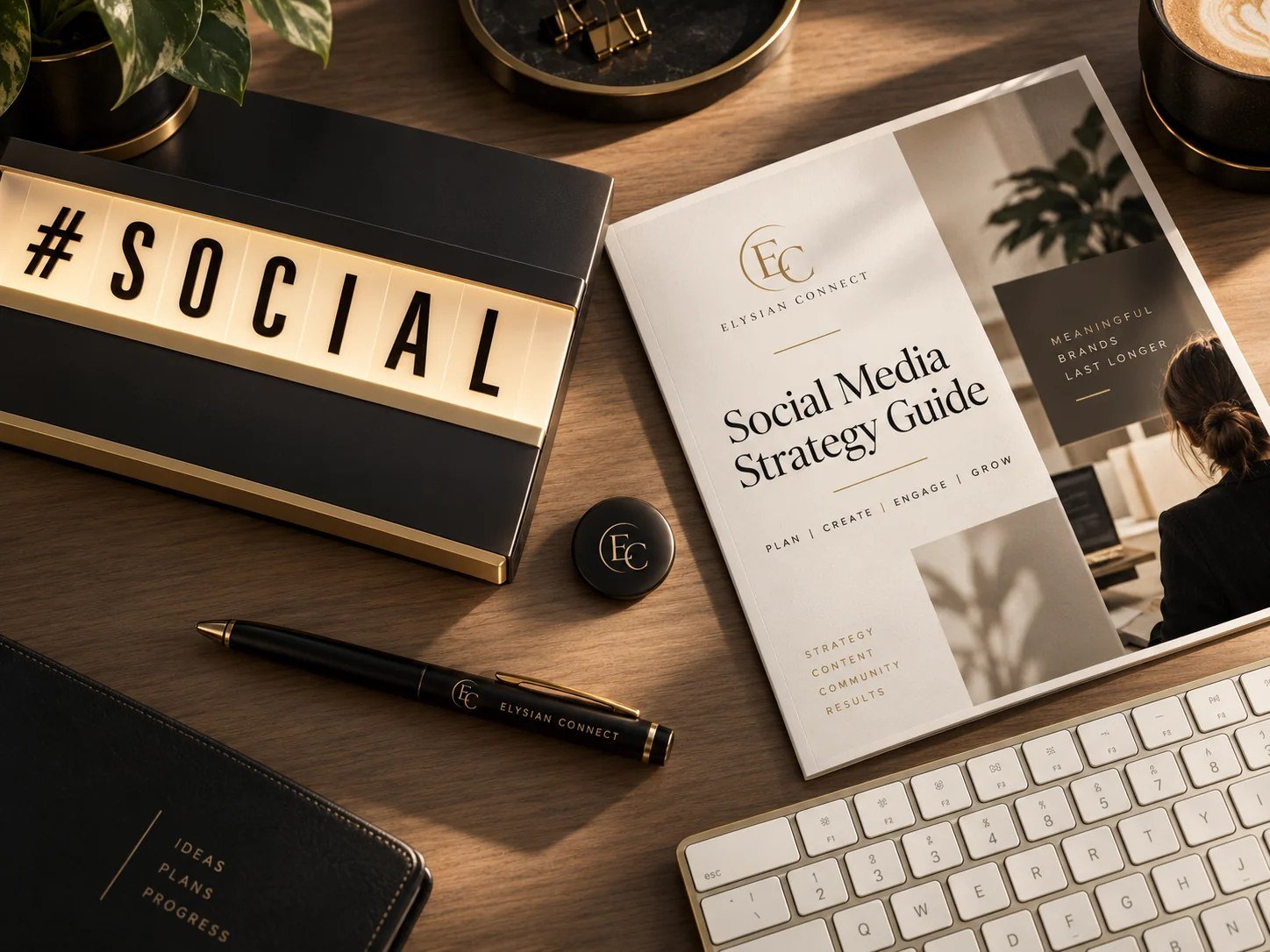 Elysian Connect social media strategy workspace