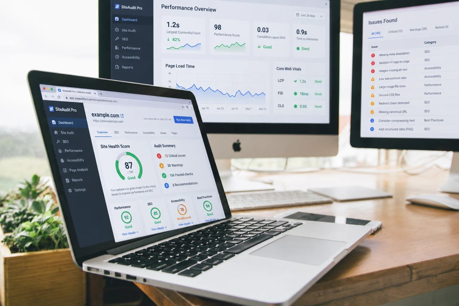 Website audit and performance analysis workspace